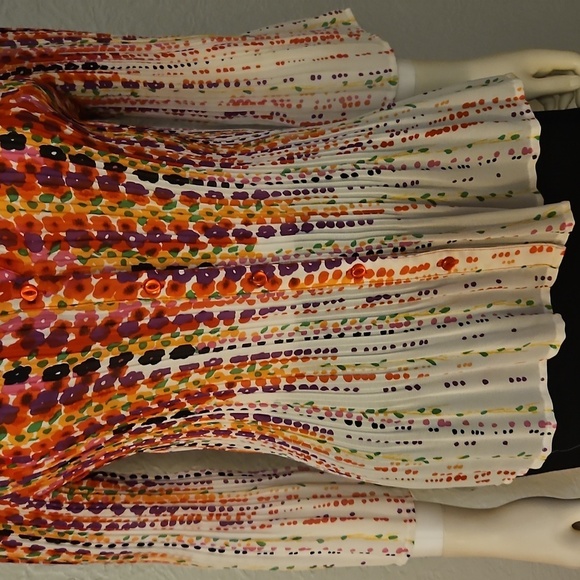 Vtg NEW YORK CITY Design Colorful Floral Rainbow Button Down Chiffon Shirt - Picture 5 of 7